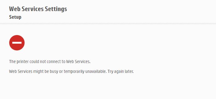 Issue connecting to Web Services - HP Support Community - 7837606