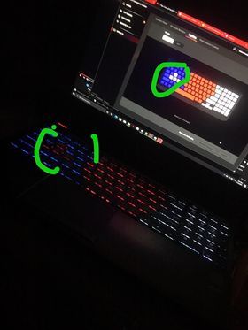 Laptop with red store light keyboard