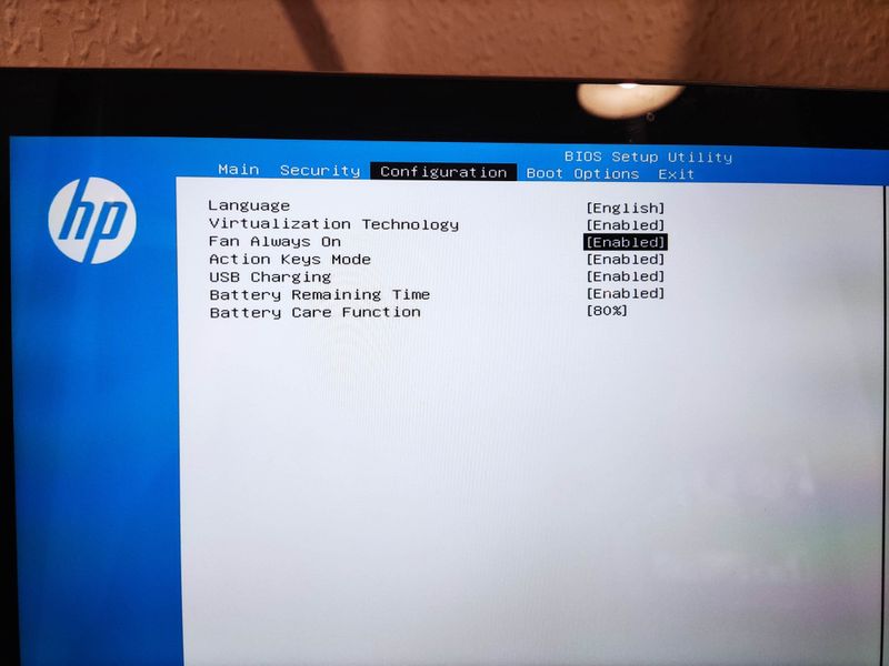 Solved: The option in the BIOS "Fan is always on" - does not work. - HP  Support Community - 7857783
