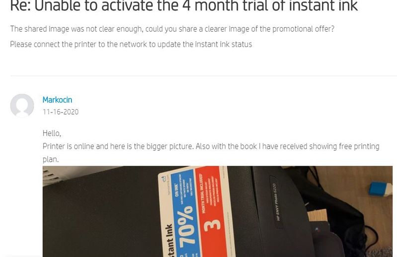 hp instant ink 4 month free trial