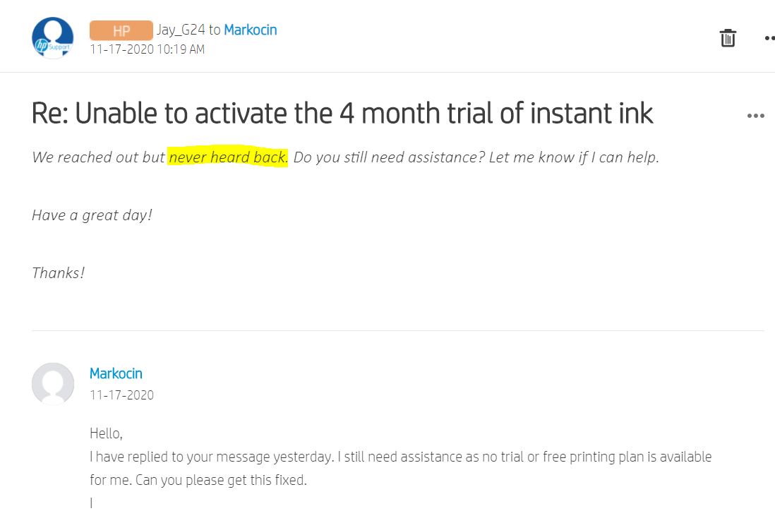 hp instant ink 4 month free trial
