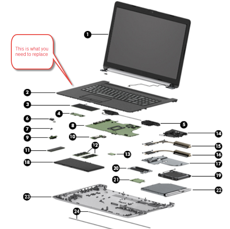 Solved: crack in keyboard surround that sometimes effects charging - HP ...