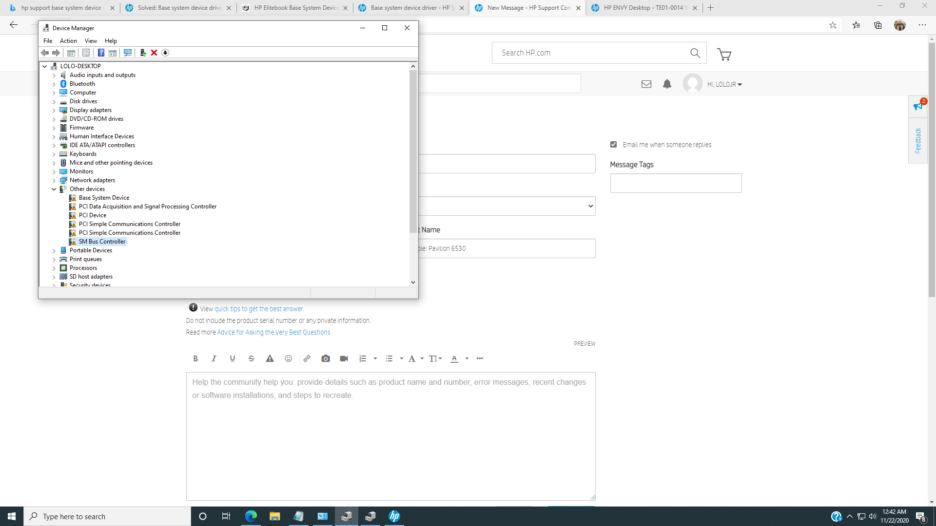 base system device drivers HP Support Community 7865276