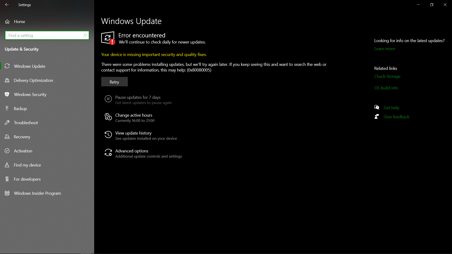 Windows update error - HP Support Community - 7916487