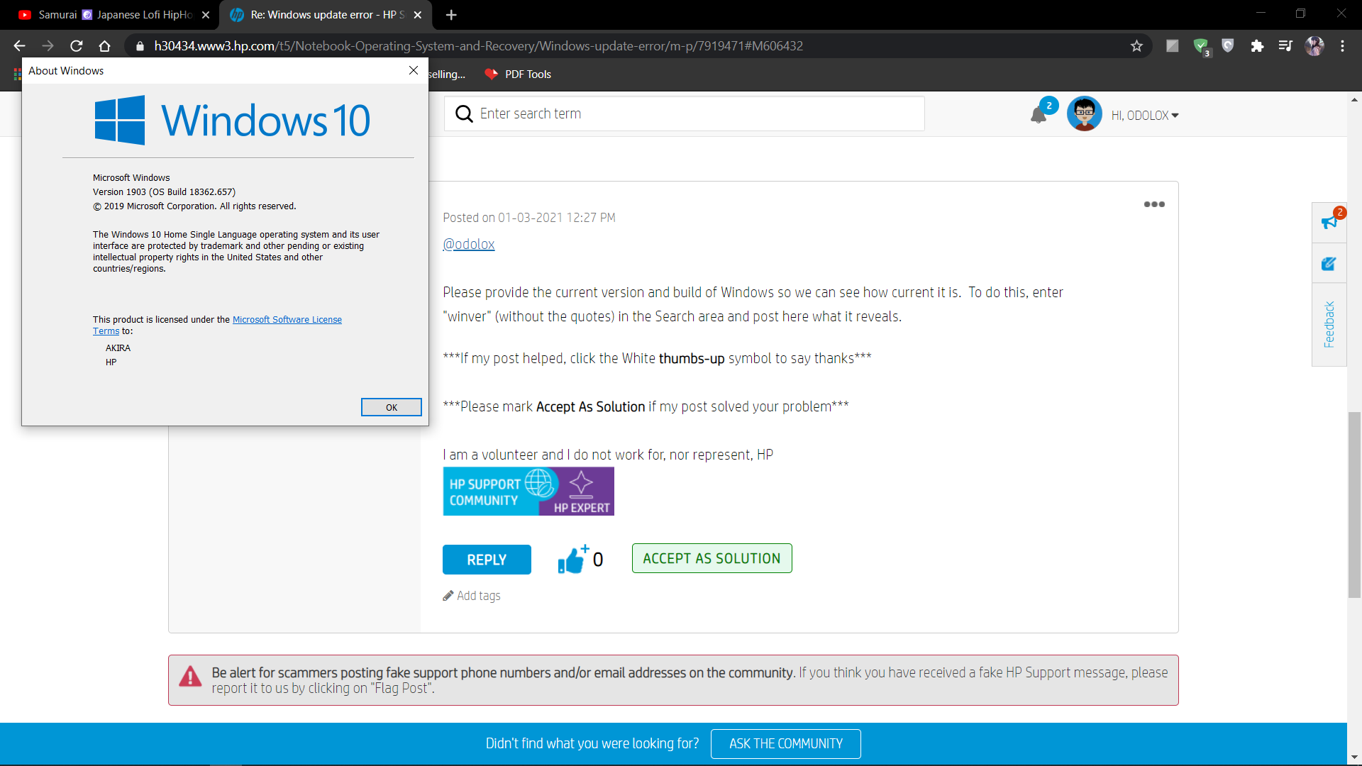Windows update error - HP Support Community - 7916487