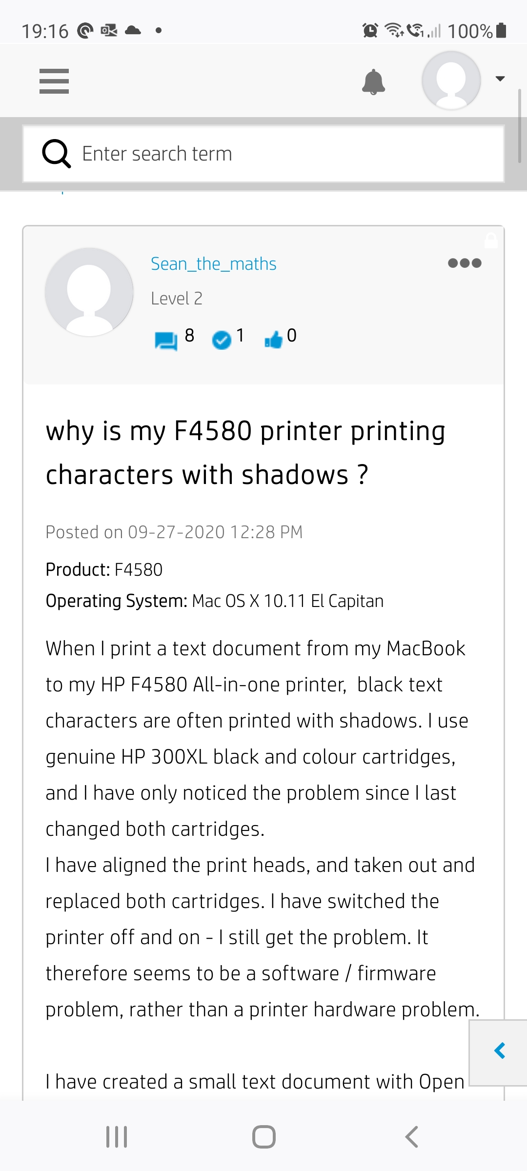 officejet 4500 prints shadows - HP Support Community - 7928052