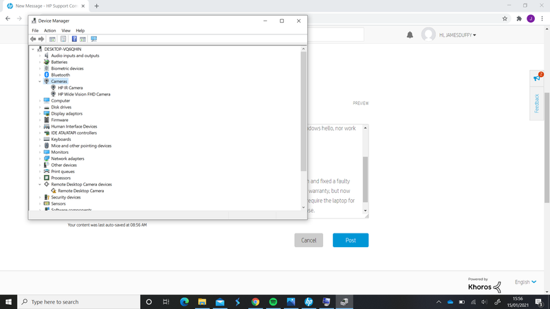 HP envy X360 Webcam not working - HP Support Community - 7936304