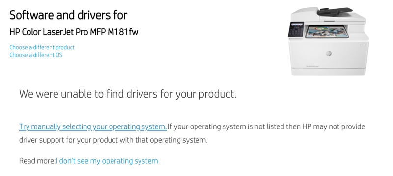 it redirected me to HP server but still couldn't find the driver