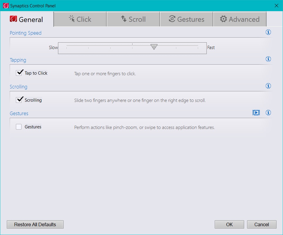 Synaptics TouchPad Settings Missing, No Option for One Finge... HP