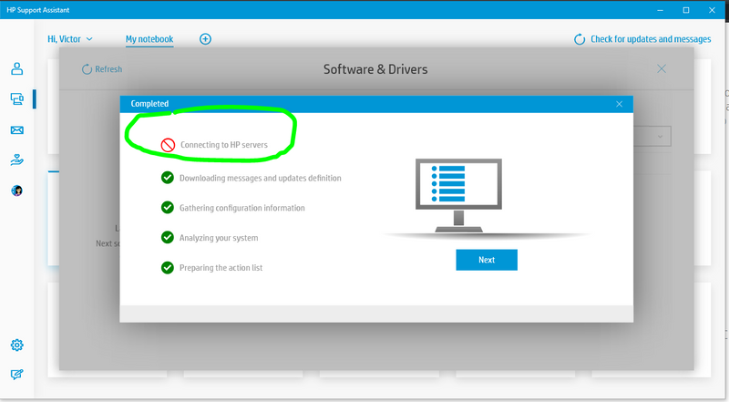 HP SUPPORT ASSIST  NOT CONNECTING TO HP SERVER