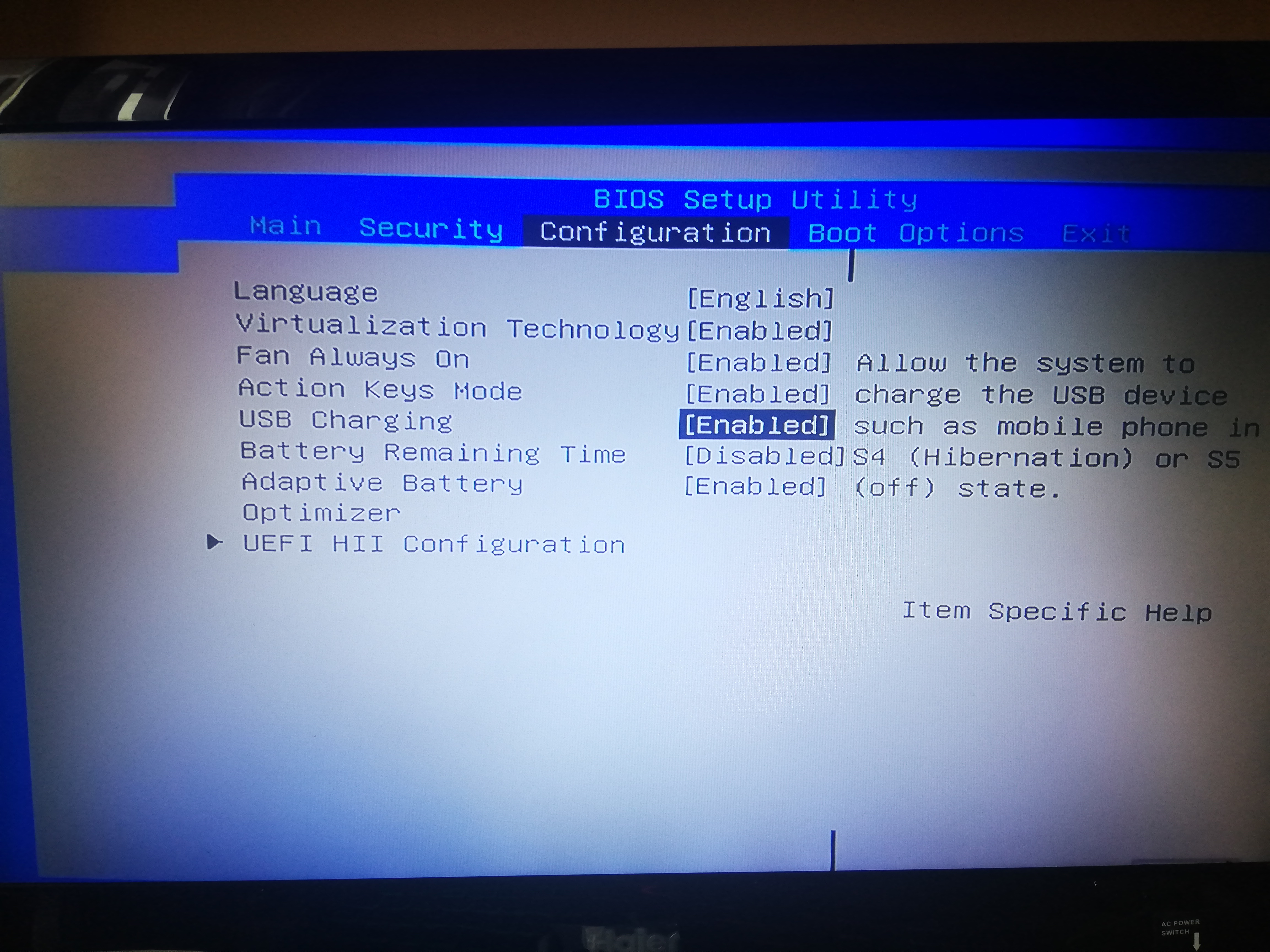 bios setting on computer