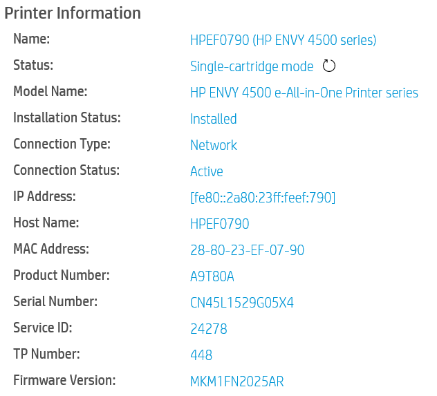 Single Cartridge Mode not working (HP ENVY 4500) HP Support Community
