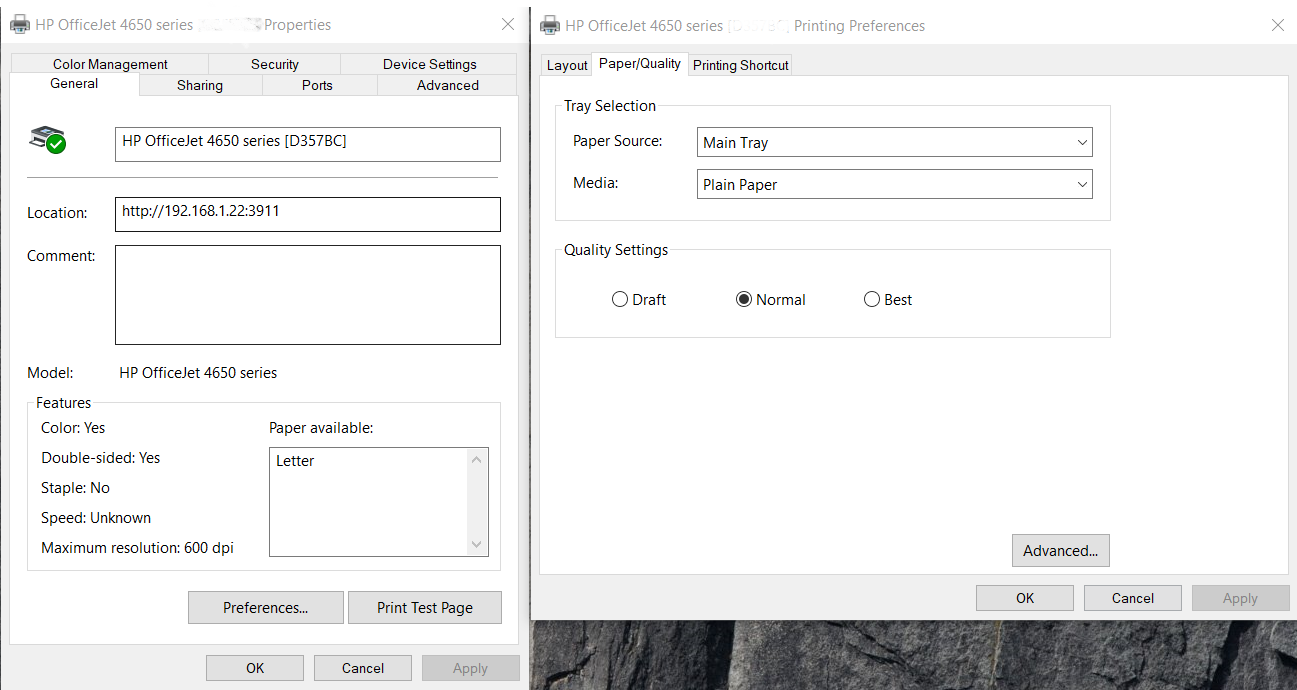 There is no color printing option on MS Word - HP Support Community -  8008348
