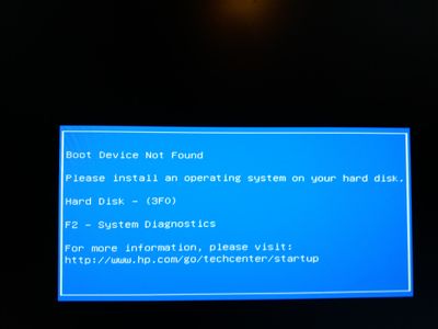 Solved: New SSD but 'Boot Device Not Found. - HP Support Community - 8016363