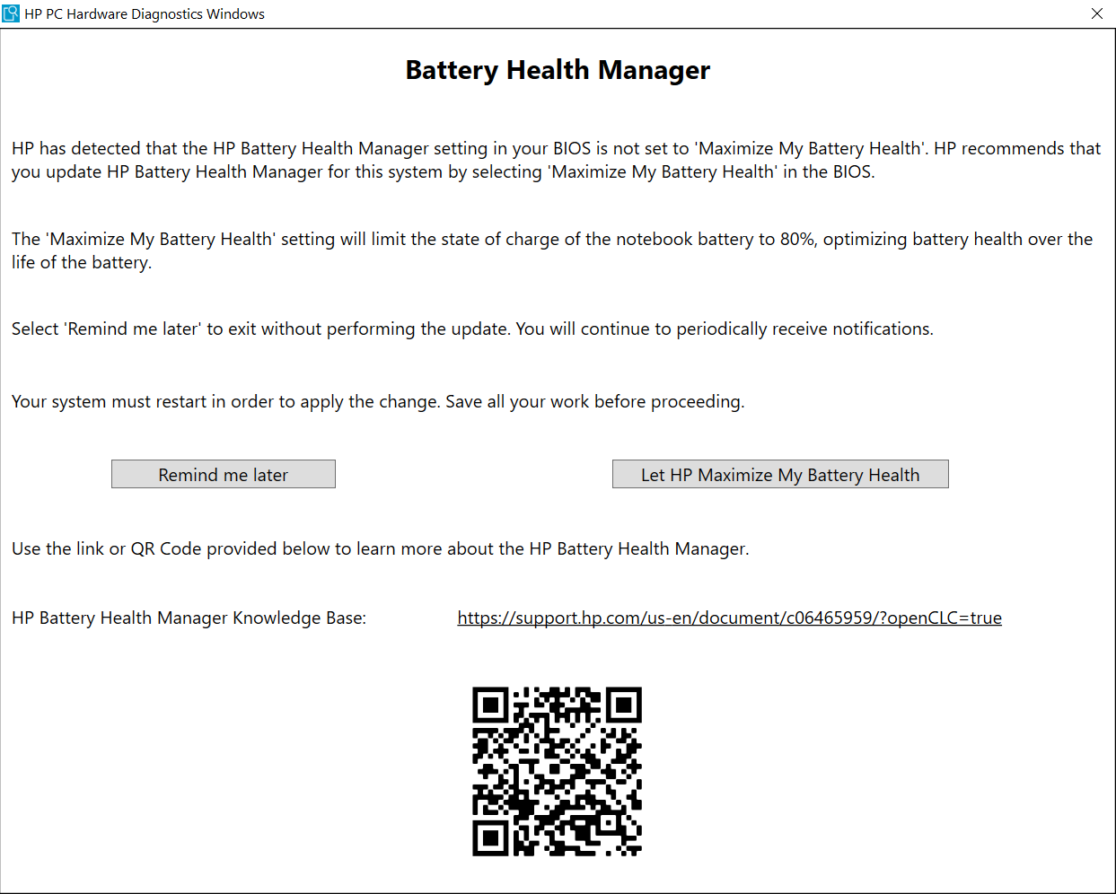 Battery Health Manager hassle - HP Support Community - 8030447