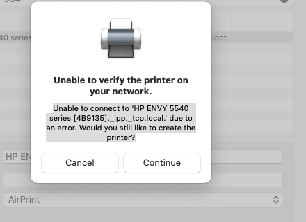 mac unable to communicate with hp printer