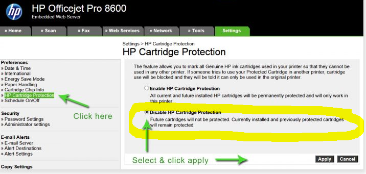 Milieuactivist Uitdaging procedure HP Cartridge Protection uitschakelen bij PhotoSmart Prem C31... - HP  Support Community - 8047281