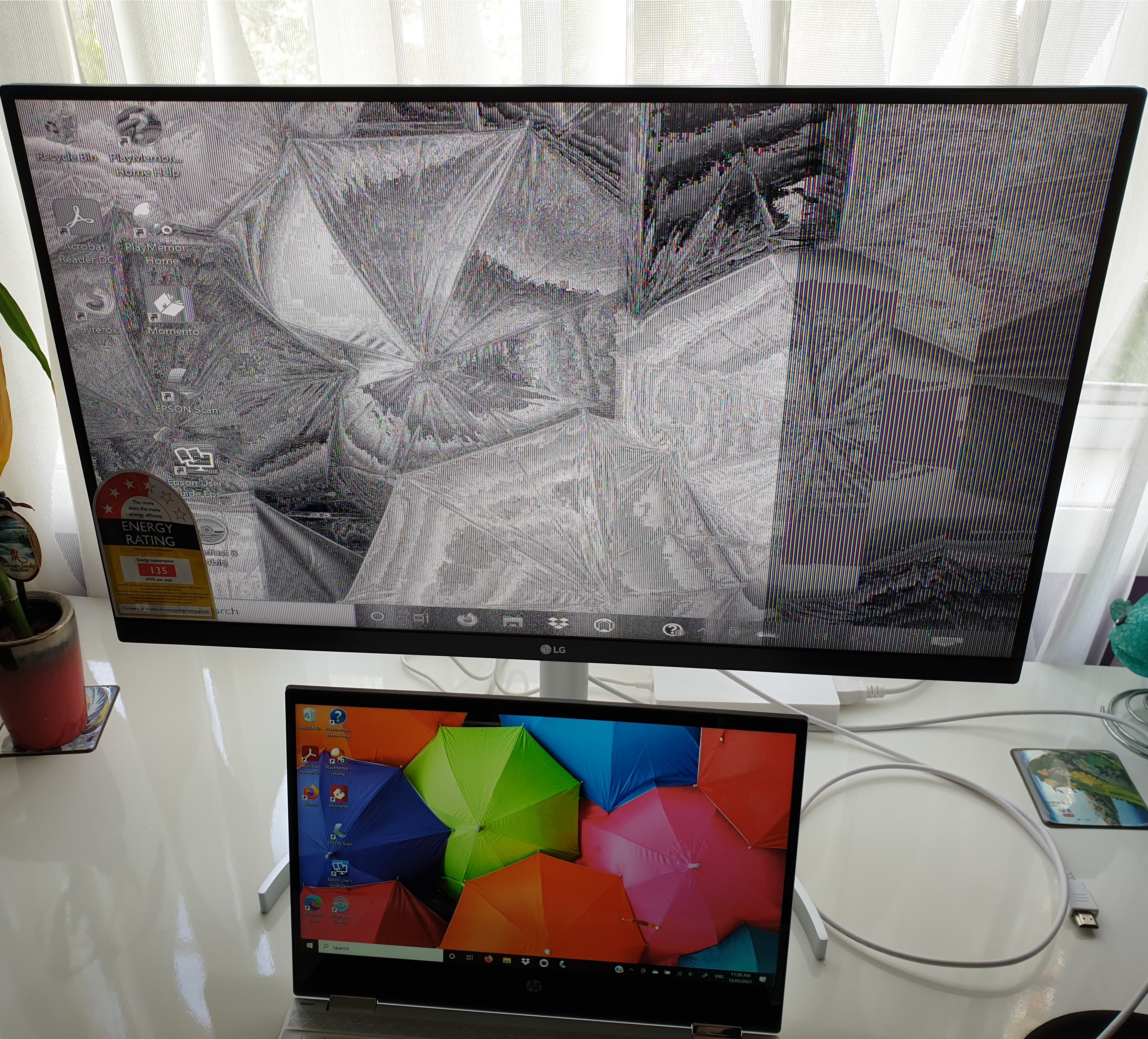 USB-C DisplayPort Stripey grey image on LG 27UL850 from HP P... - HP ...