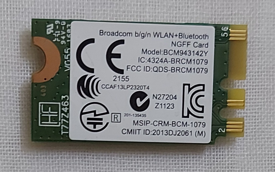 CARTE WiFi 802.11 B/G/N + Bluetooth 4.0 - 0C011-00042100 AW-NB126H