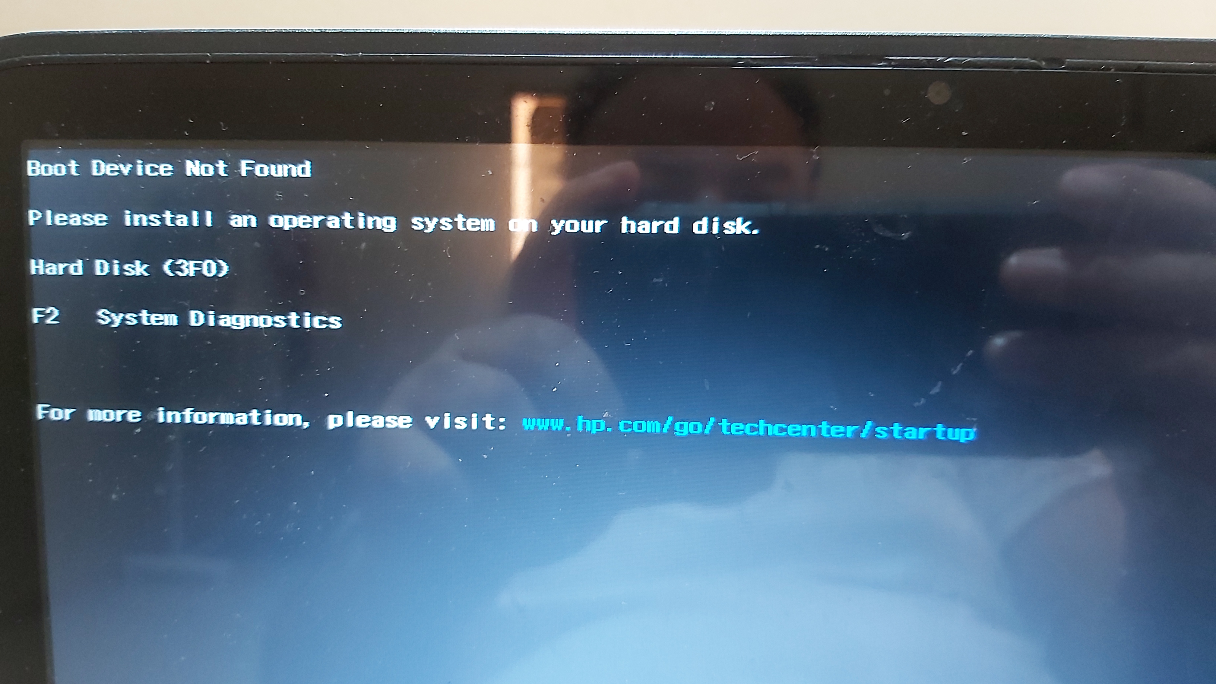 screen says: www.hp.com/go/techcenter/startup - HP Support Community -  6743079