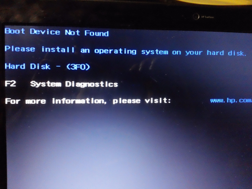 Boot Device Not Found (3F0) - HP Support Community - 8099823