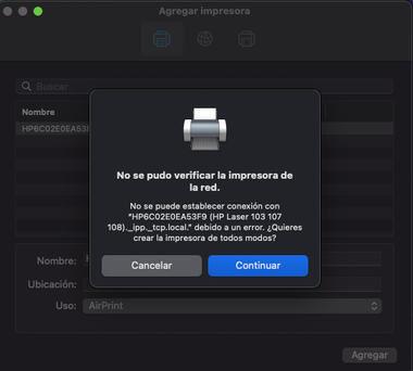 Unable to add HP Laser 107W to macbook using AirPrint - HP Support  Community - 8111425