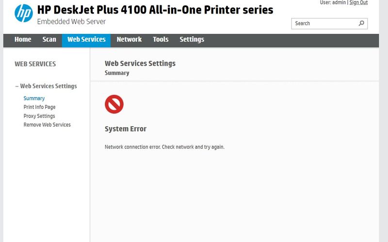 Web Services page in interface