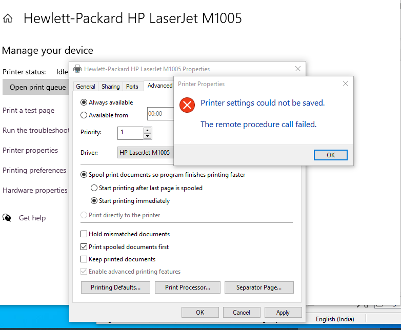 Windows 10 LaserJet M1005 MFP manual duplex not working HP