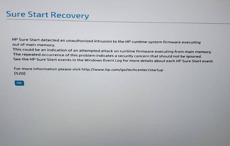 Sure Stary Recovery error message