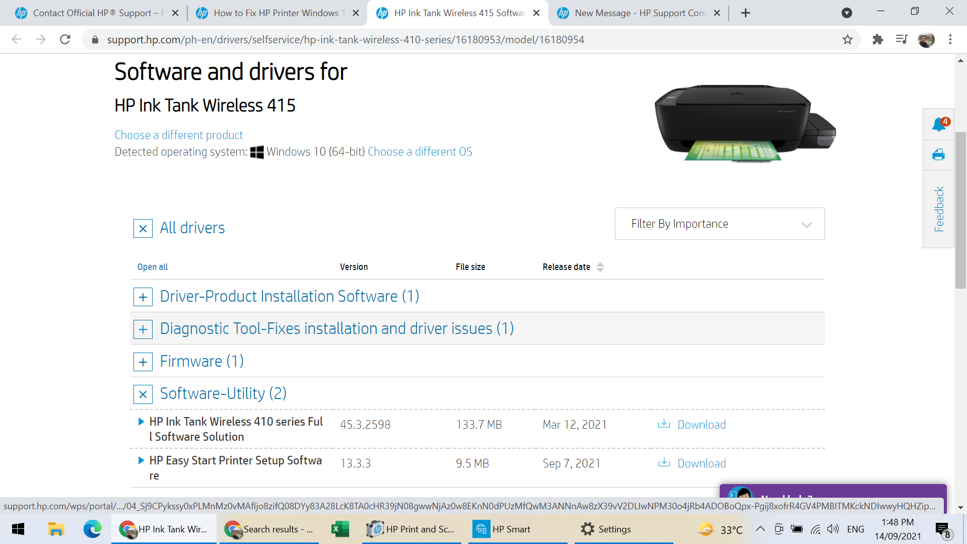 HP Ink Tank Wireless 415 Software and Driver Downloads