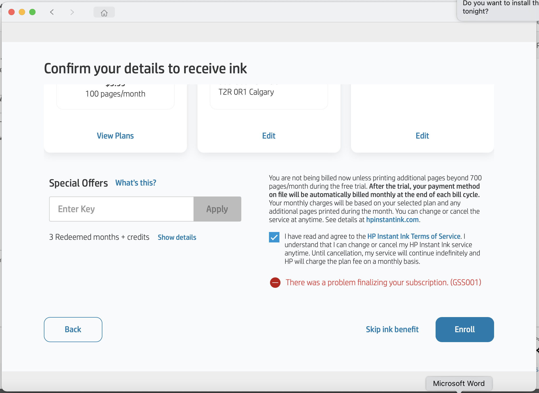 Solved: Issue Registering For HP Ink Program - There was a problem f ...