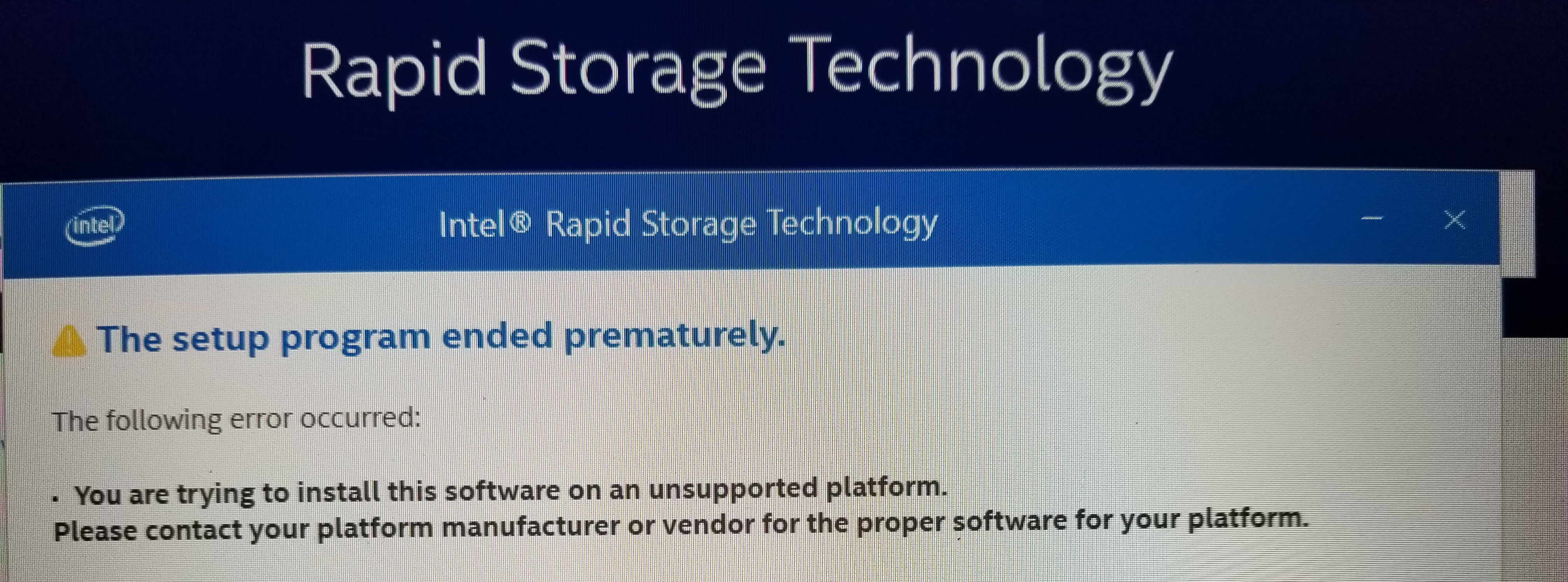 Intel Rapid Storage Technology unsupported platform - HP Support Community  - 8186466