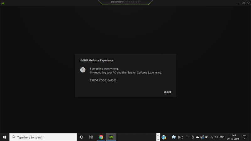 Geforce Experience error
