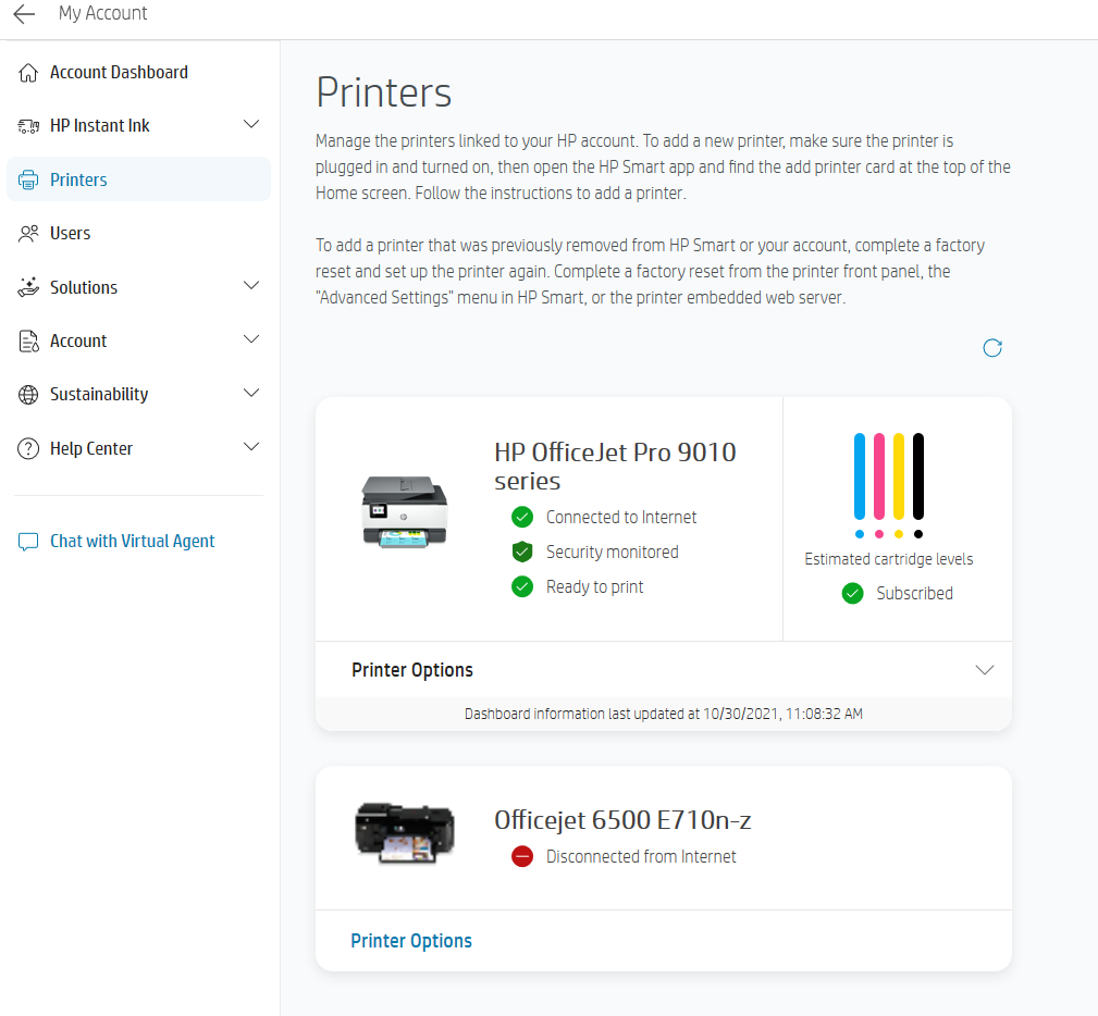 Unable to remove printer from hpsmart.com interface. - HP Support Community  - 8202873
