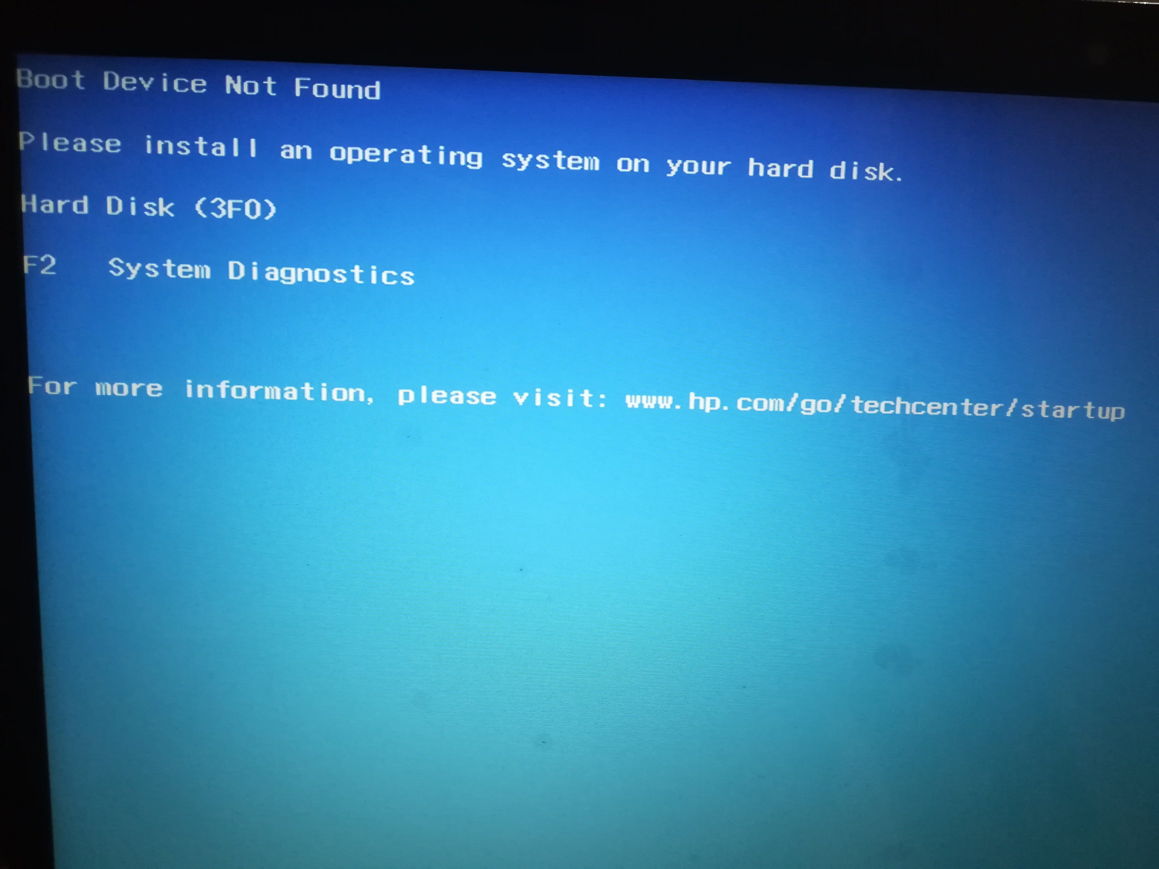 Boot device not found - HP Support Community - 8221113