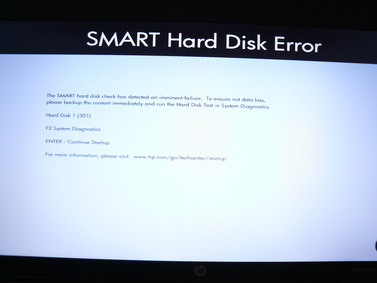 smart hard disk error... HP Support Community 8225463