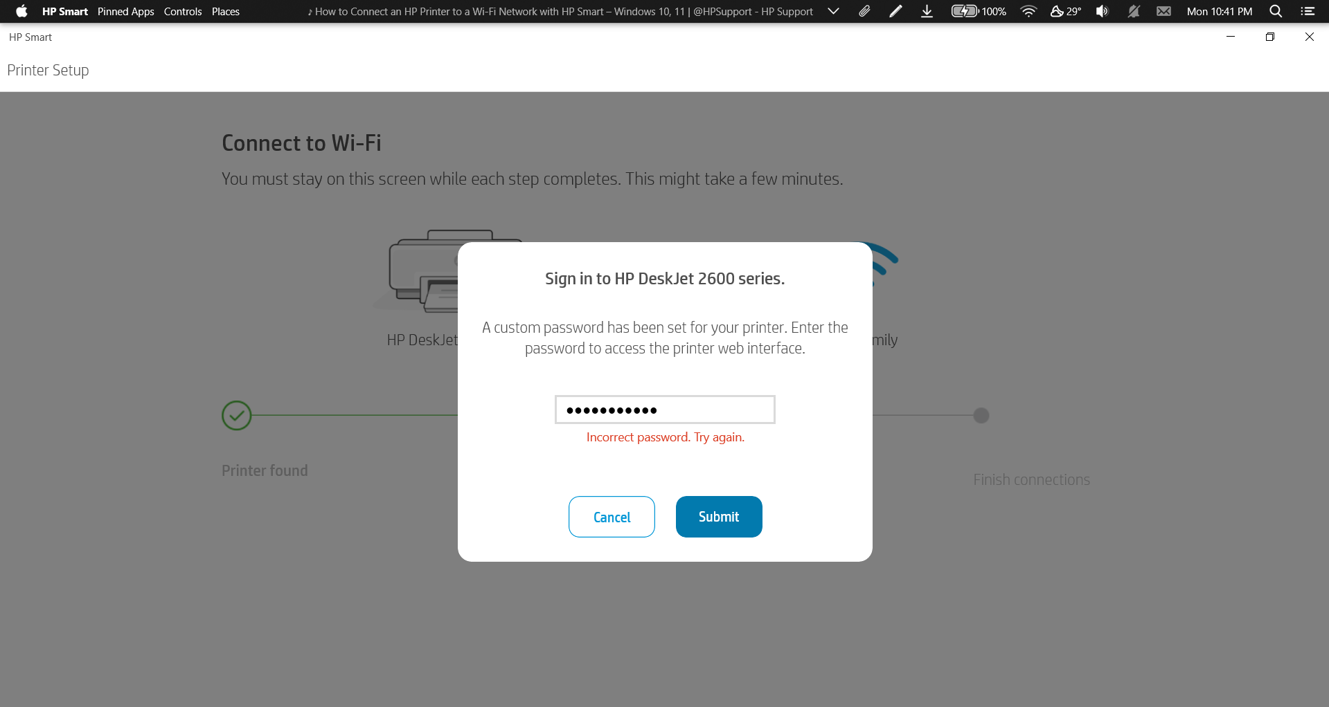 Custom Password preventing Wi-Fi Setup for HP DeskJet Ink Ad... - HP ...