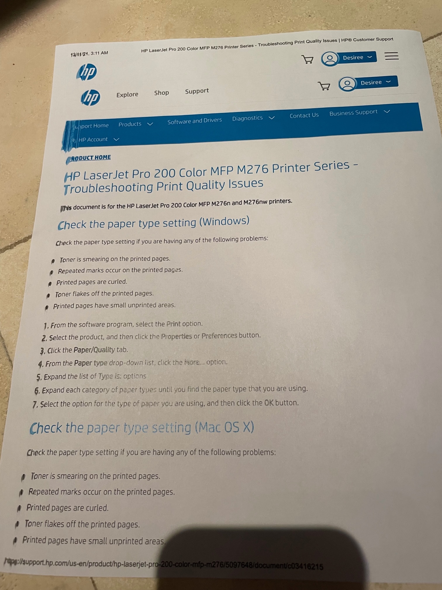 LaserJet Pro 200 MFP smearing on left side HP Support Community 8238188