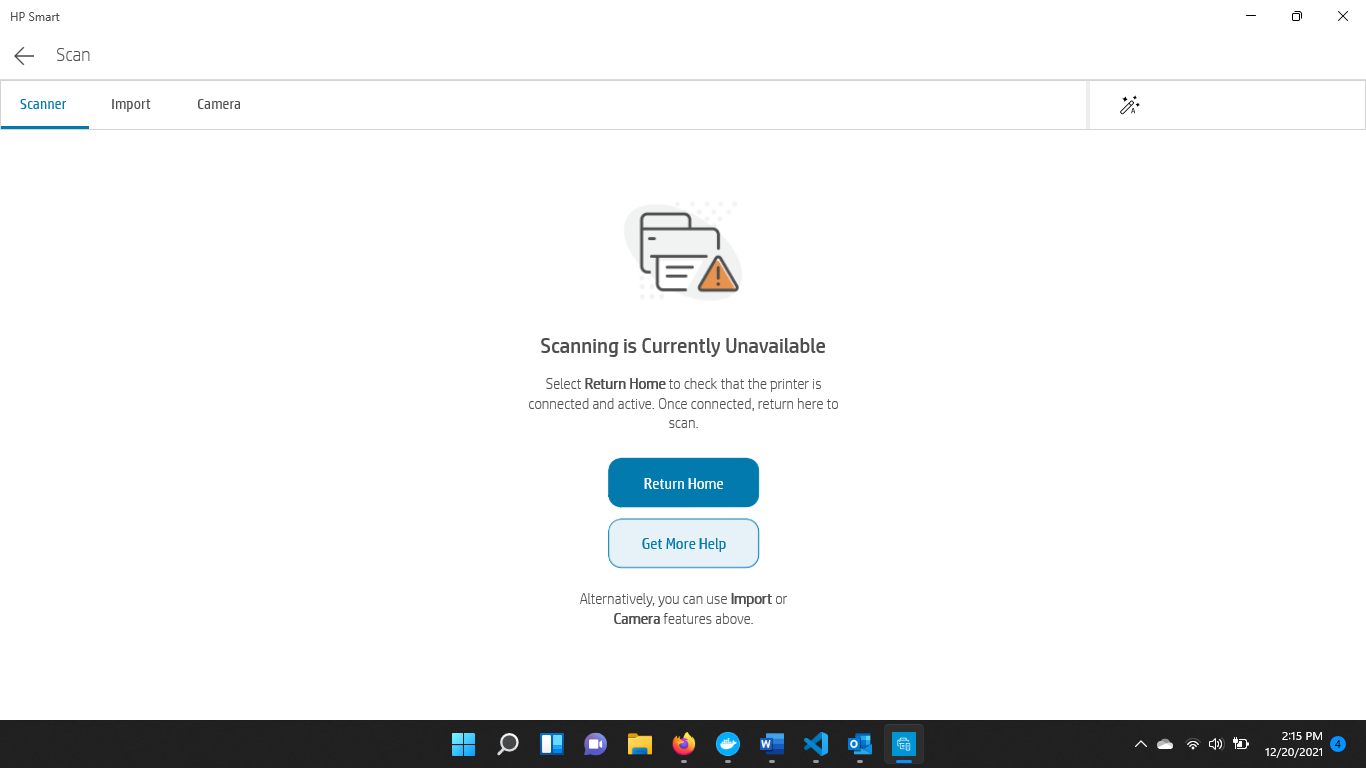 Printer scanning is currently unavailable HP LaserJet Pro HP