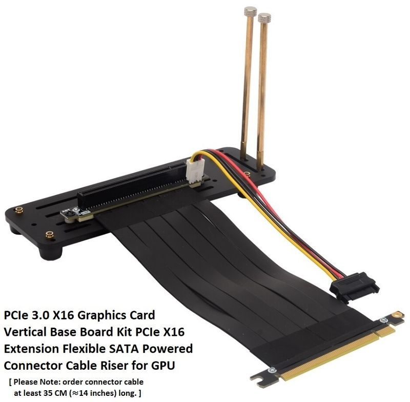 PCIe 3.0 X16 Graphics Card Vertical Base Board Kit PCIe X16 Extension Flexible SATA Powered Connector Cable Riser for GPU.jpg