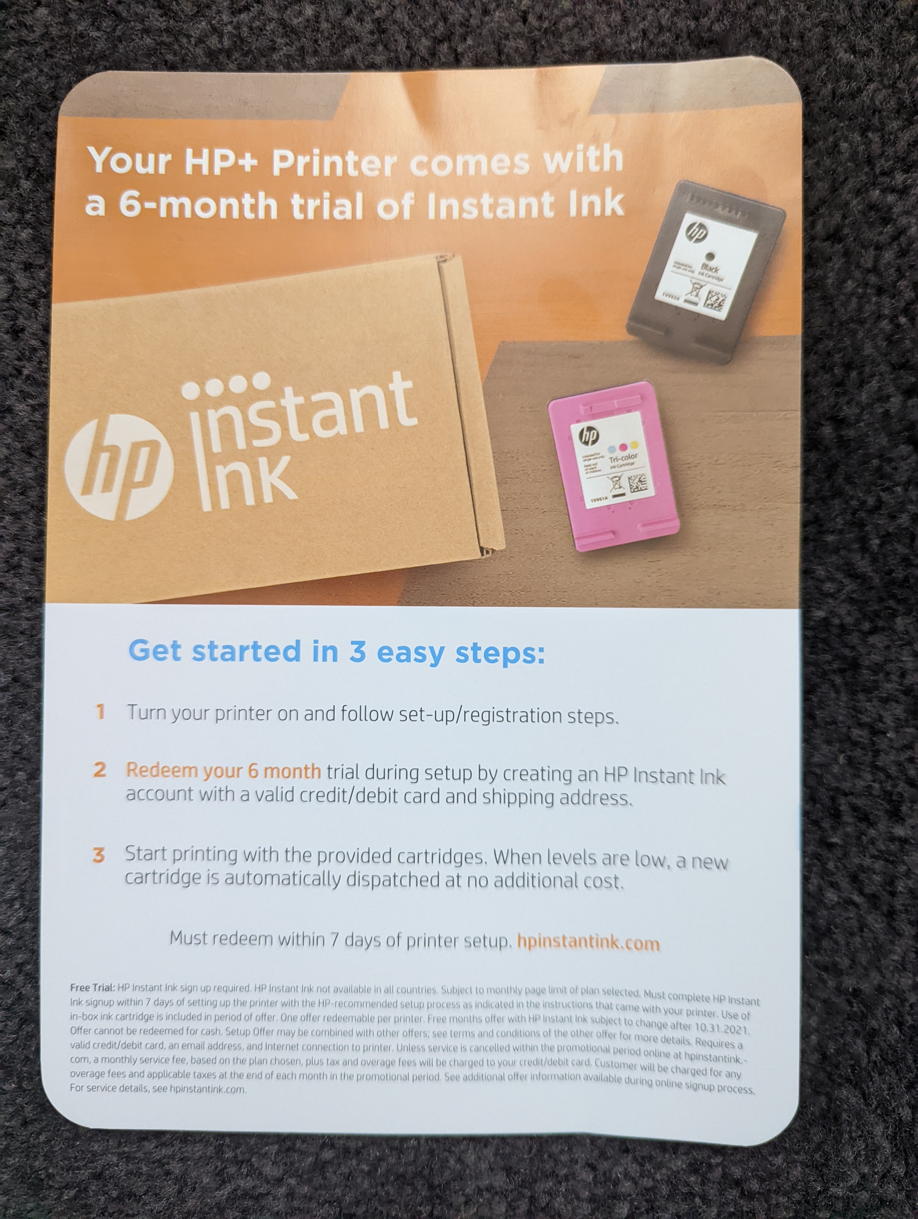 Solved: 6 Months free trial instant ink - HP Support Community - 8076299