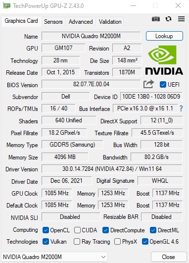 Nvidia quadro m2000m on sale gaming