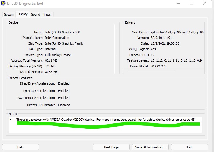 Dxdiag shows DirectX 12 Ultimate as Disabled. How to enable