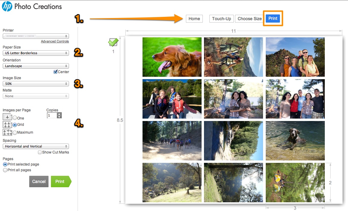 Printing multiple photos on one page - HP Support Community - 465927