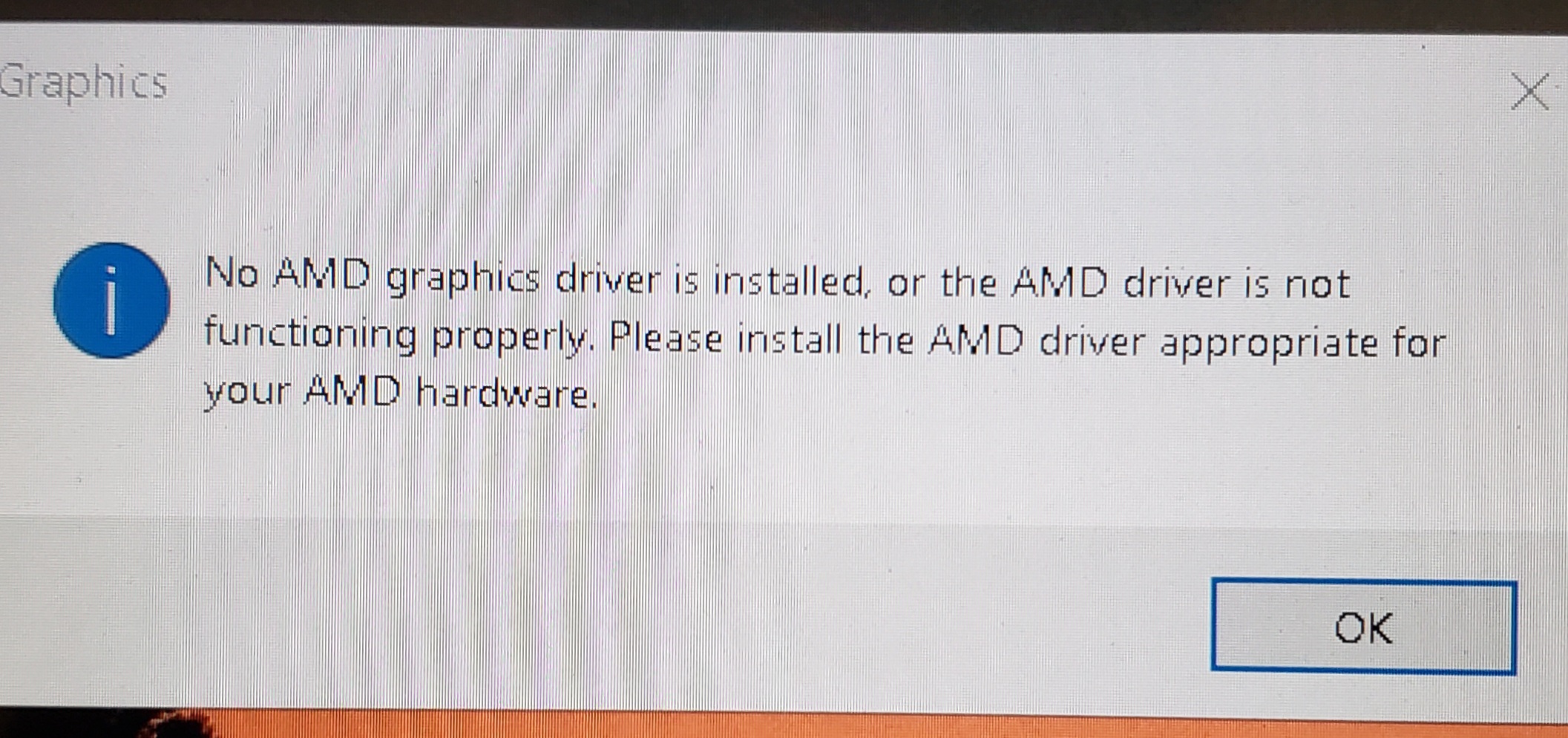 No amd graphics driver is installed or the amd 2025 driver is not functioning properly solucion español