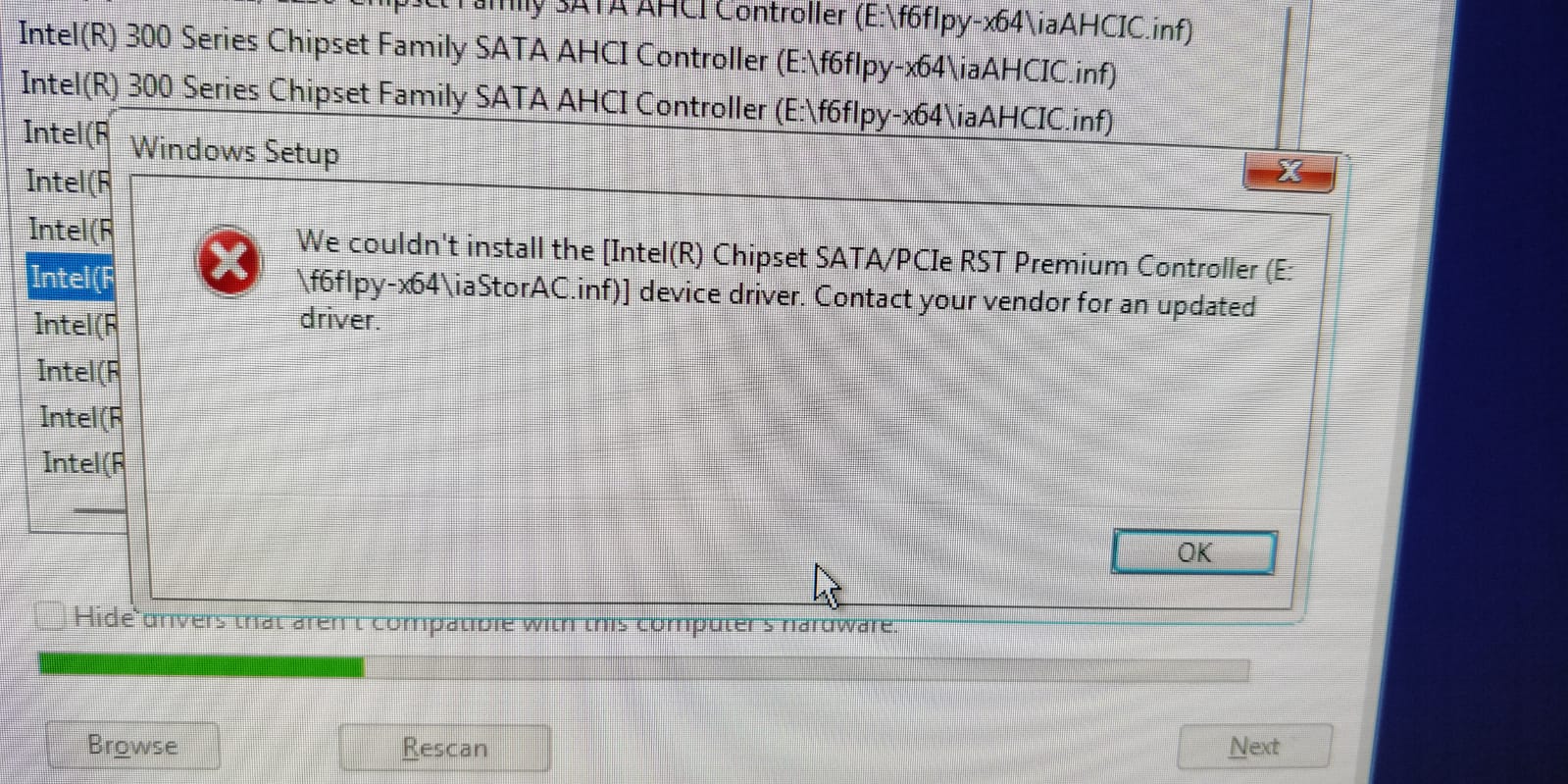 Couldn't install the Intel(R) Chipset SATA/PCIe RST - HP Support ...