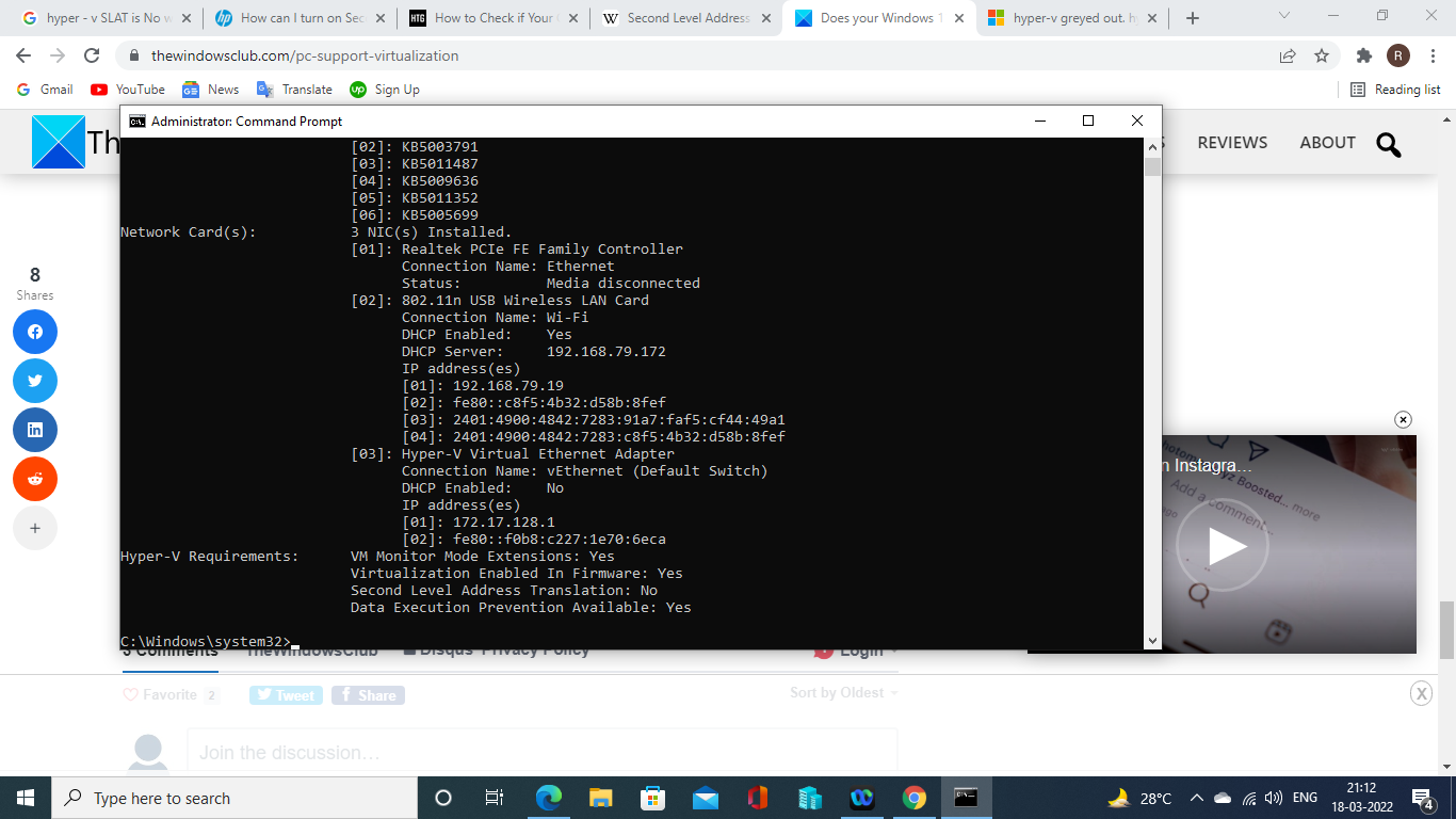 How to SET SLAT TO Yes , hyper -v already been enable - HP Support  Community - 8332769