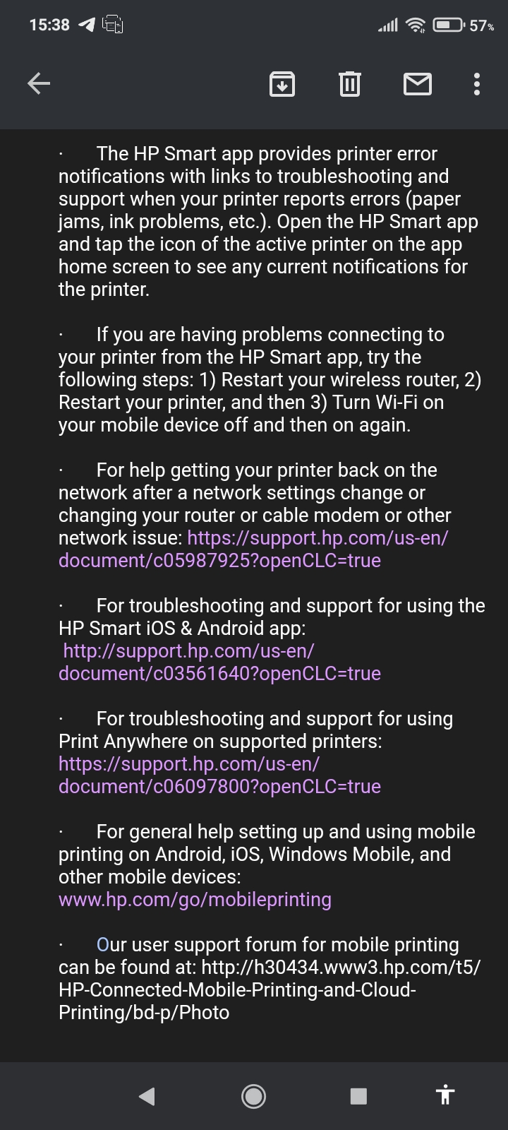 Can't connect to HP Smart account on App (android) - HP Support ...