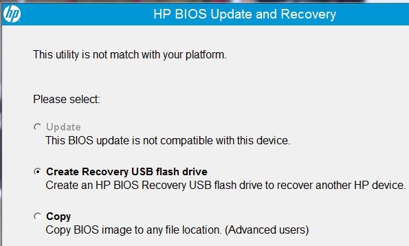 BIOS USB recovery drive - HP Support Community - 8339129