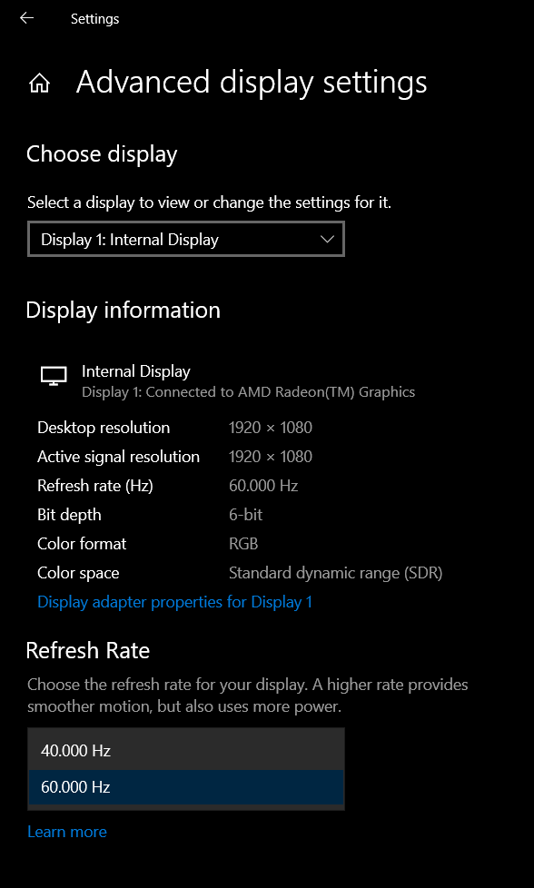 Refresh rate stuck at 60hz - HP Support Community - 8353675